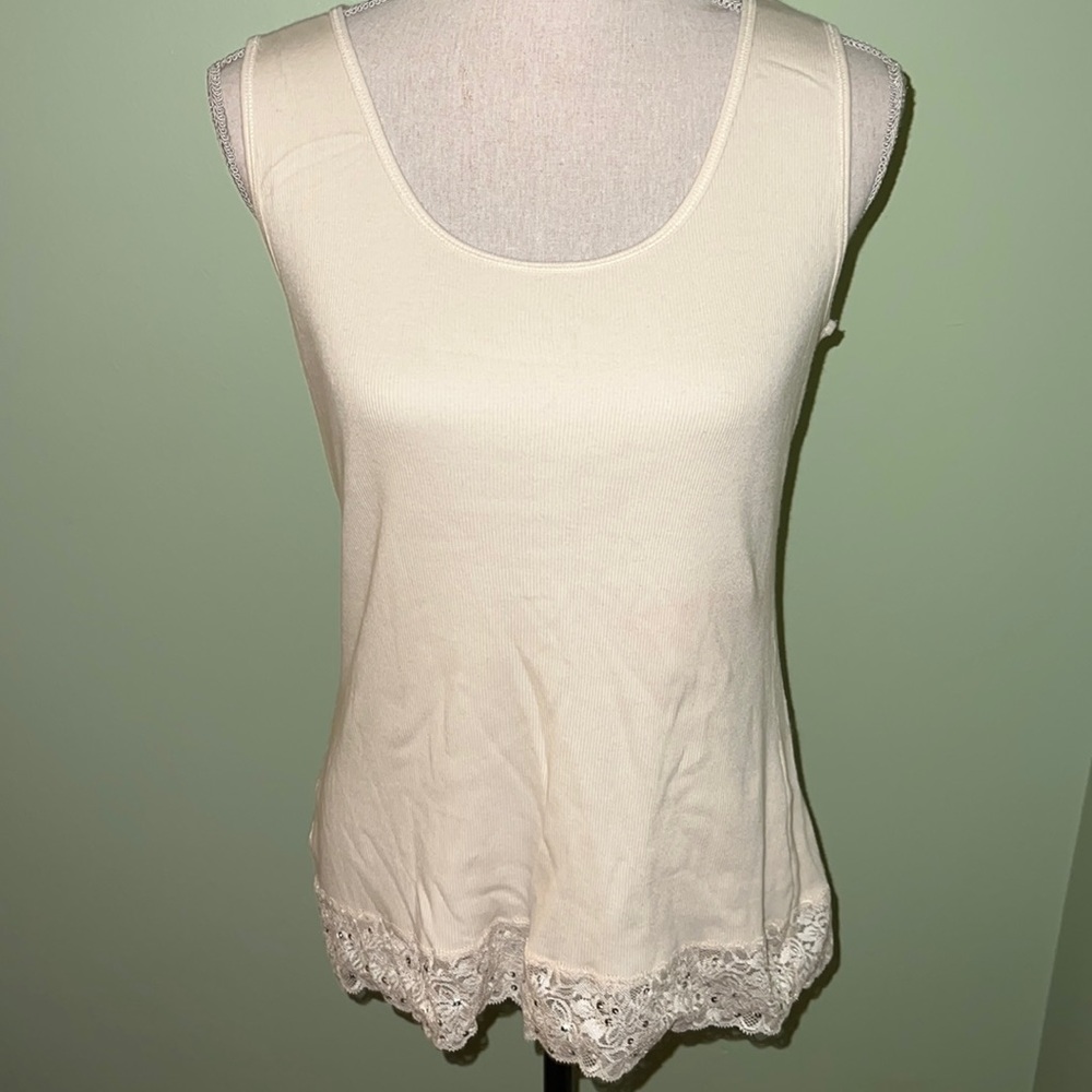 Blue Moon Sequin Embellished Lace Ribbed Tank Top